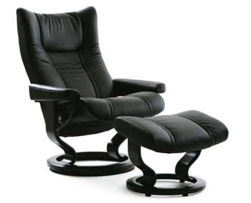 Stressless Eagle leather recliner and ottoman