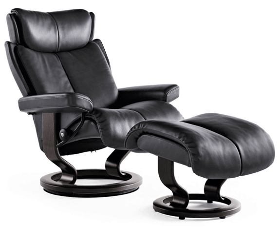 Stressless Magic large leather recliner and ottoman