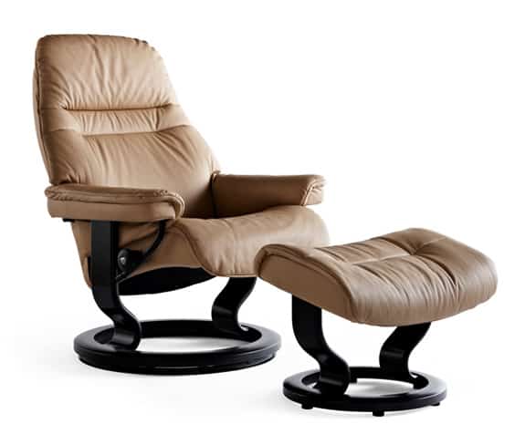 Stressless Sunrise (S) leather recliner and ottoman