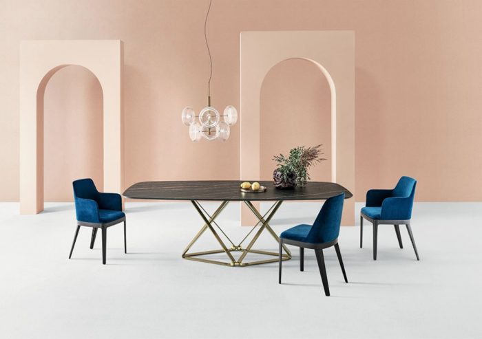 luxury italian bontempi casa delta 5325 barrel shaped table